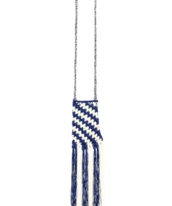 L'Academie Ardal Crochet Bag In Navy & Ivory