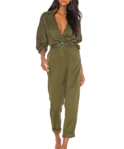 L'Academie Reed Jumpsuit In Green