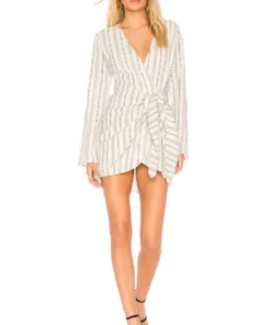 L'Academie The Meadow Mini Dress In White Stripe