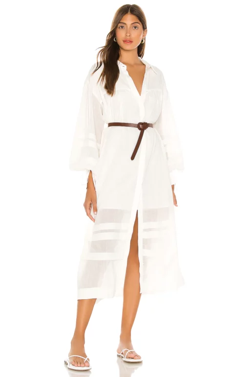 L'Academie The Maisy Midi Dress In White -Deals L'Academie Store LCDE WD440 V1