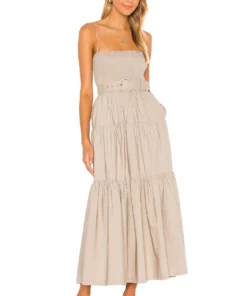 L'Academie The Nour Midi Dress In Khaki