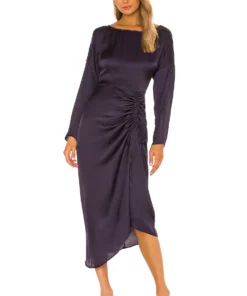 L'Academie Long Sleeve Midi Dress In Navy