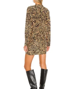 L'Academie The Charley Mini Dress In Tan Abstract Tiger -Deals L'Academie Store LCDE WD472 V3