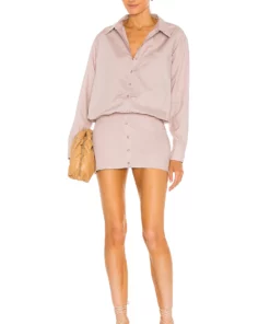 L'Academie Xavier Mini Dress In Beige