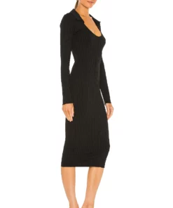 L'Academie Scoop Neck Midi Dress In Black -Deals L'Academie Store LCDE WD495 V2