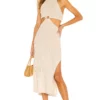 L'Academie Magnolia Midi Dress In Tan