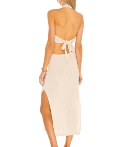 L'Academie Magnolia Midi Dress In Tan -Deals L'Academie Store LCDE WD498 V3