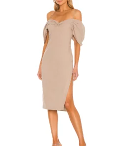 L'Academie Gemma Mini Dress In Mocha Beige