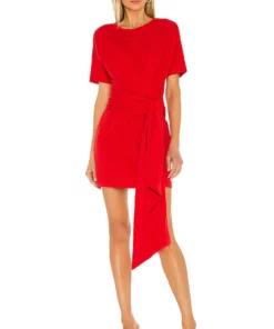 L'Academie The Nani Mini Dress In Red Orange