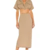 L'Academie Julia Midi Dress In Tan