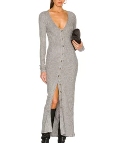 L'Academie Percey Midi Dress In Grey