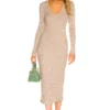 L'Academie Hasley Midi Dress In Taupe