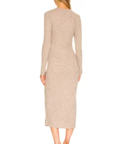 L'Academie Hasley Midi Dress In Taupe -Deals L'Academie Store LCDE WD549 V3