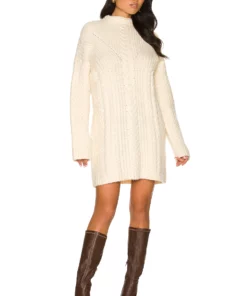 L'Academie Calliope Cable Sweater Dress In Ivory