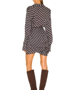 L'Academie The Kamille Mini Dress In Brown Multi -Deals L'Academie Store LCDE WD562 V3