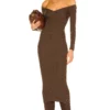 L'Academie Tucci Knit Bustier Dress In Chocolate
