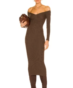 L'Academie Tucci Knit Bustier Dress In Chocolate