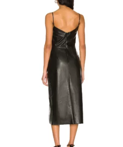L'Academie Colleen Faux Leather Midi Dress In Black -Deals L'Academie Store LCDE WD571 V3