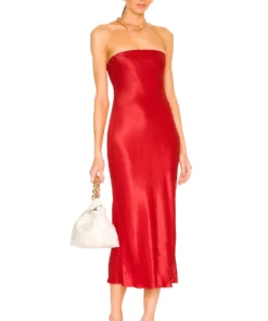 L'Academie Oxly Midi Dress In Red