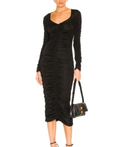 L'Academie Nyla Midi Dress In Black