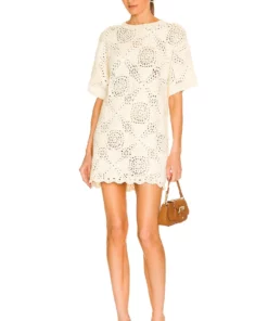 L'Academie Kathan Crochet Mini Dress In Ivory