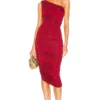 L'Academie Adele Midi Dress In Burgundy