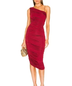L'Academie Adele Midi Dress In Burgundy