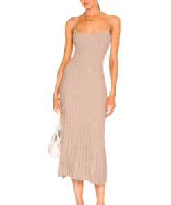 L'Academie Moira Midi Knit Dress In Gray