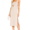 L'Academie Siv V Neck Dress In Tan