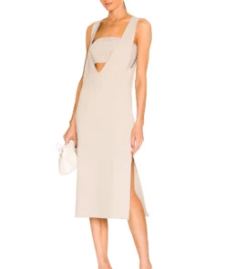 L'Academie Siv V Neck Dress In Tan