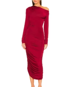 L'Academie Valdis Midi Dress In Burgundy