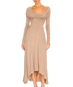 L'Academie Cyd Midi Dress In Taupe