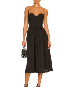 L'Academie The Sonia Midi Dress In Black