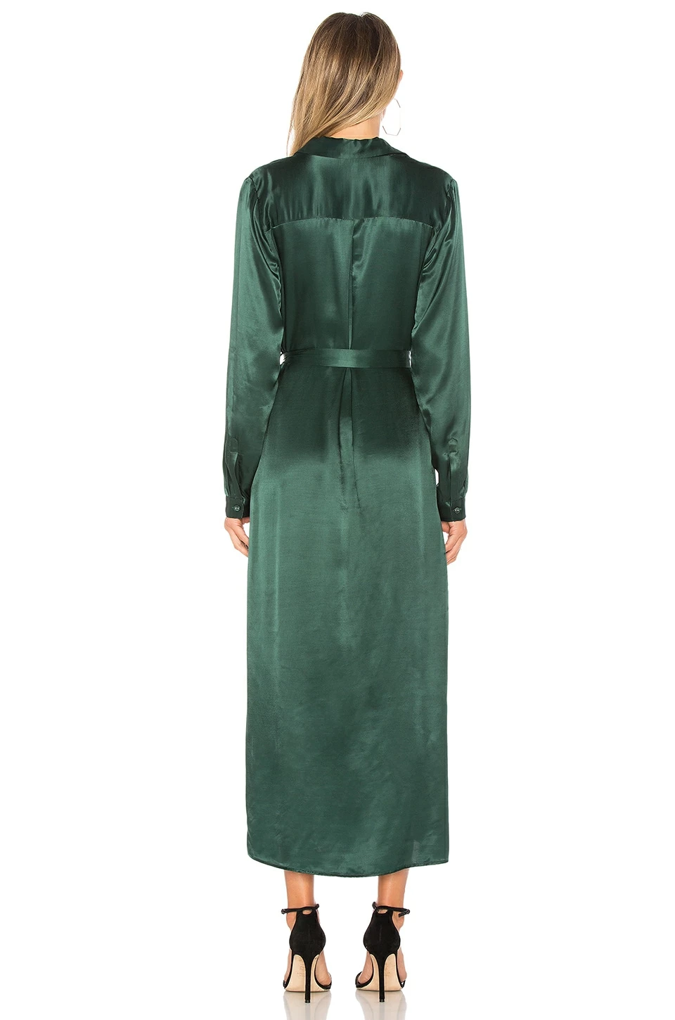 L'Academie The Long Sleeve Shirt Dress In Emerald 3 L'Academie The Long Sleeve Shirt Dress In Emerald - Image 3