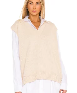 L'Academie Oversized Sweater Vest In Neutral