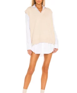 L'Academie Oversized Sweater Vest In Neutral -Deals L'Academie Store LCDE WK125 V5