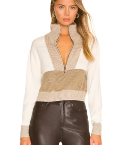 L'Academie Cheshire Half Zip Sweater In Multi Neutral