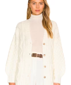 L'Academie Amare Cable Cardigan In Ivory