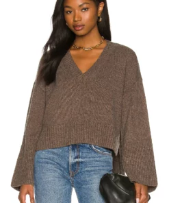 L'Academie Corrina V Neck Sweater In Umber