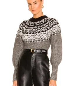 L'Academie Eliot Fairisle Sweater In Tonal Heather Grey