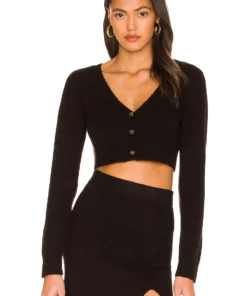 L'Academie Drew Cardigan In Black