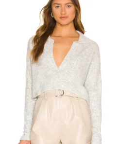 L'Academie Harley Knit Pullover In Light Heather Grey