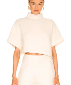 L'Academie Aurela Mock Neck Pullover In White