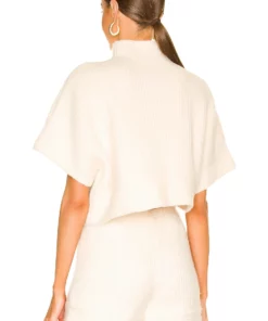 L'Academie Aurela Mock Neck Pullover In White -Deals L'Academie Store LCDE WK193 V3