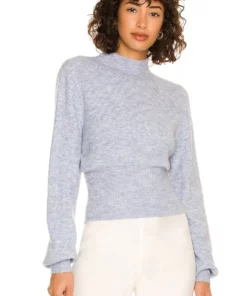 L'Academie Missie Mock Neck In Light Blue