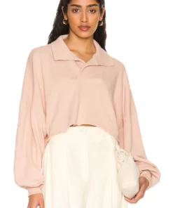L'Academie Collared Pullover In Nude