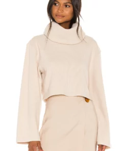 L'Academie The Clara Crop Top In Cream
