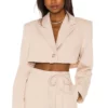 L'Academie Serafina Cropped Blazer In Beige