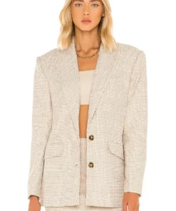 L'Academie Abigail Blazer In Tan & White