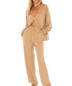 L'Academie Tie Hem Pant In Brown -Deals L'Academie Store LCDE WP132 V4